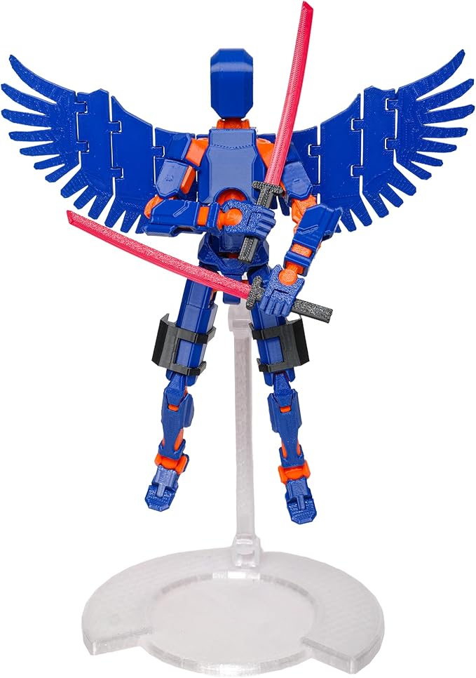 (Assembly Completed Dummy 20 Action Figure, 8.1 inches， Strong Magnetic Accessories， 8 Types of Weapons 3D Printed Robot Multi-Jointed Movable, Spider Ninja Series (deep Blue)