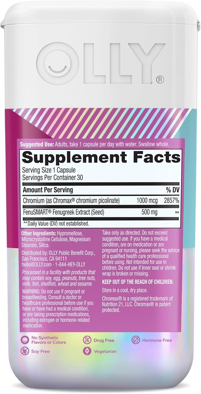OLLY Balanced Perimeno Capsules, Supports Hormonal Balance, Mood & Metabolism During Perimenopause,* Fenugreek Extract, Chromium, 30 Day Supply - 30 Count