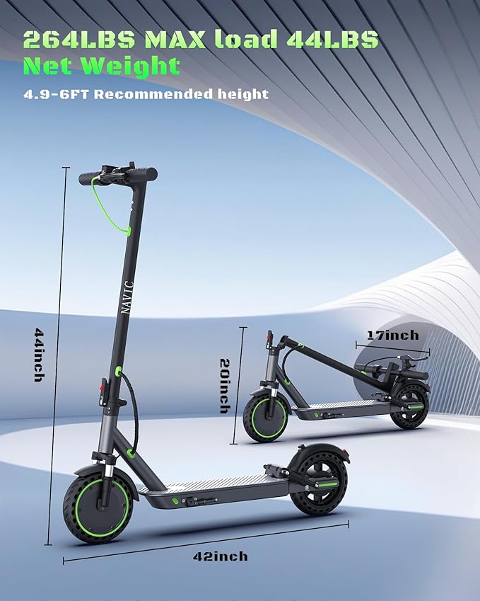 NAVIC Electric Scooter with Dual Suspension/Braking, 350W/500W Motor, 19/22 Mph,Max 22/25/27/49Miles Range, Foldable E Scooter for Adults with App
