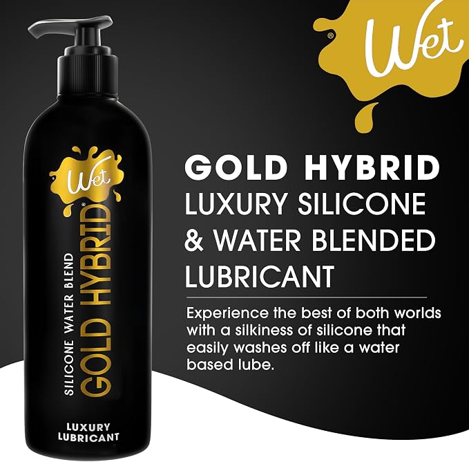 Wet Gold Hybrid Silicone and Water-Based Lubricant | Long-Lasting Performance, Premium Formula | Made Without Glycerin and Parabens | Lube for Men, Women & Couples, 16 fl oz