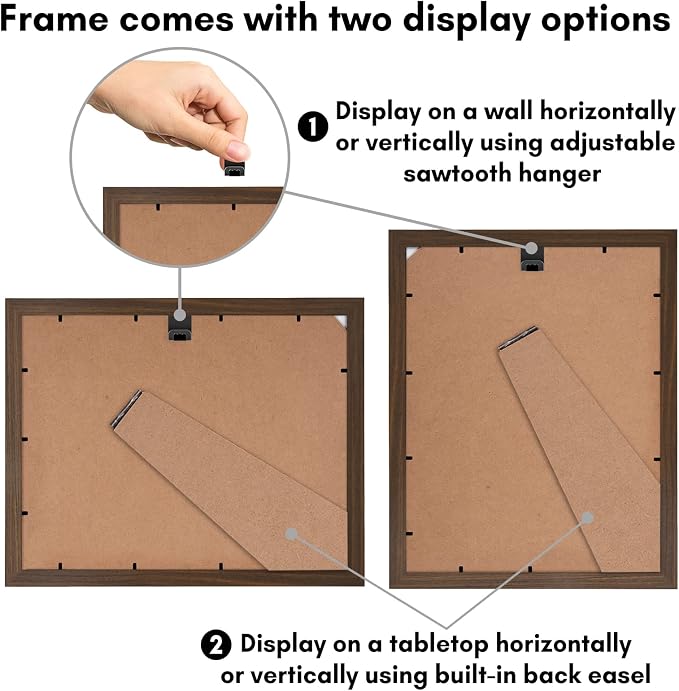 Americanflat 9x12 Picture Frame with Shatter-Resistant Glass - Use as 6x8 Frame with Mat or Display 9x12 Photo Without Mat - Signature Collection - Picture Frames for Tabletop and Wall - Walnut | Shatter-resistant glass, wall or tabletop display with i...