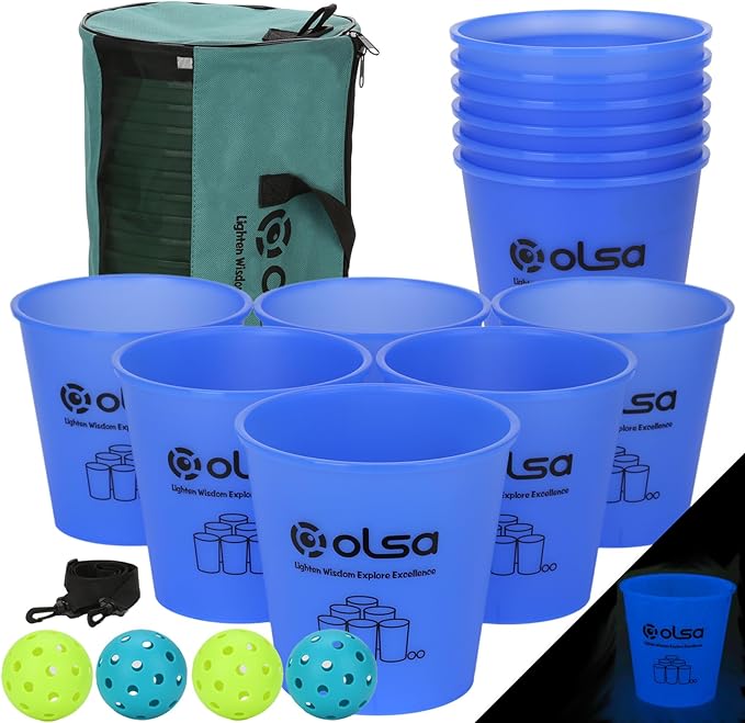 Olsa Giant Yard Pong Outdoor Games, Classic Toss Family Games for Beach Camping Lawn Backyard Party, Indoor Outdoor Game for Adults and Family(Blue Glow in Dark)