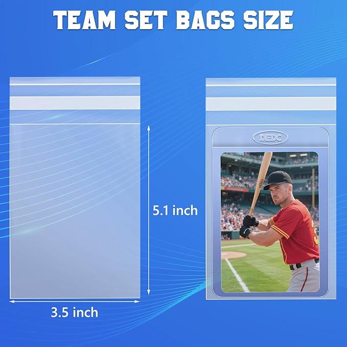 DEDC 200Pcs Team Set Bags Resealable Card Holder for Semi Rigid Card Sleeves Team Bags for Trading Cards Card Grading Fits Semi Rigid Sleeves