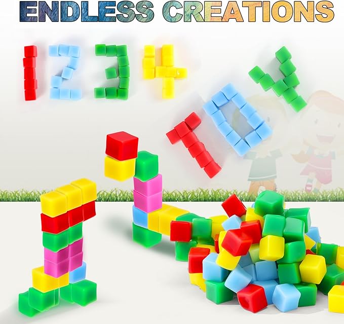 144PCS Sticky Stacking Cubes for Kids - Mini Squishy Cubes Sensory Toys for Toddler, Non Toxic Preschool Jelly Blocks for Building, Stretch, Squishy, Travel Essentials Toys for 3 4 5 6 Years Old