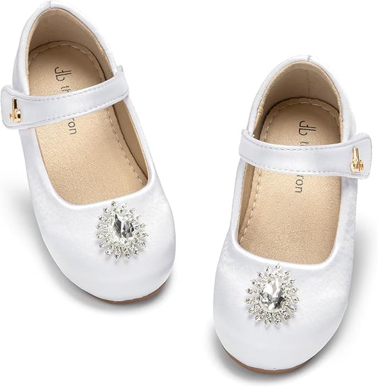 THEE BRON Mary Jane Ballet Flats - Girls' Dress Shoes with Hook & Loop Closure