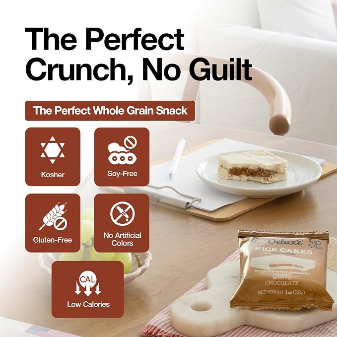 Deluxe & Bla Bla Stuffed Rice Cakes - Whole Grain Chocolate Rice Cake,Gluten Free,Low Calorie,(Alfajor) Kosher Certified - mix flavors Rice Cakes coated with Chocolate, 28g Each (6 Pack)