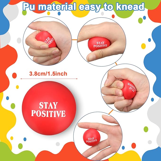 Chivao 80 Pcs Motivational Stress Balls Colorful Foam Inspirational Quotes Anxiety Relief Balls Small Funny Stress Relief Hand Exercise Gifts for Adults Teams Motivating Encouraging (Positive)