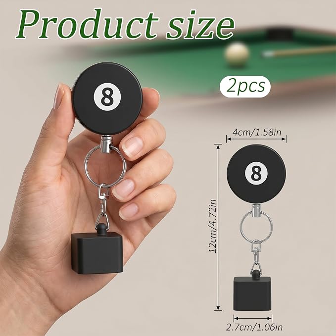 2 Pcs Billiard Chalk Holder, Retractable Cue Chalk Holder with Belt Clip - Billiards Accessories (Black & Silver, Silicone+ABS+Iron)