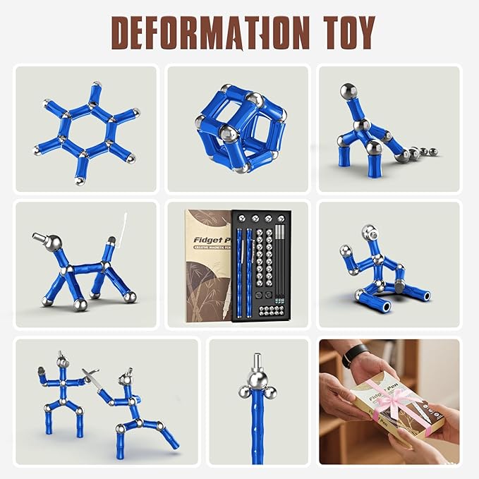 Magnetic Fidget Pen Toys for Teens, Unique Birthday Gifts for Young Men Fun Gifts for Teenage Boys Novelty Christmas Stocking Fillers Gadget for 8 10 11 12 13 14 15 Year Old Boy Engineer Gifts (Blue)