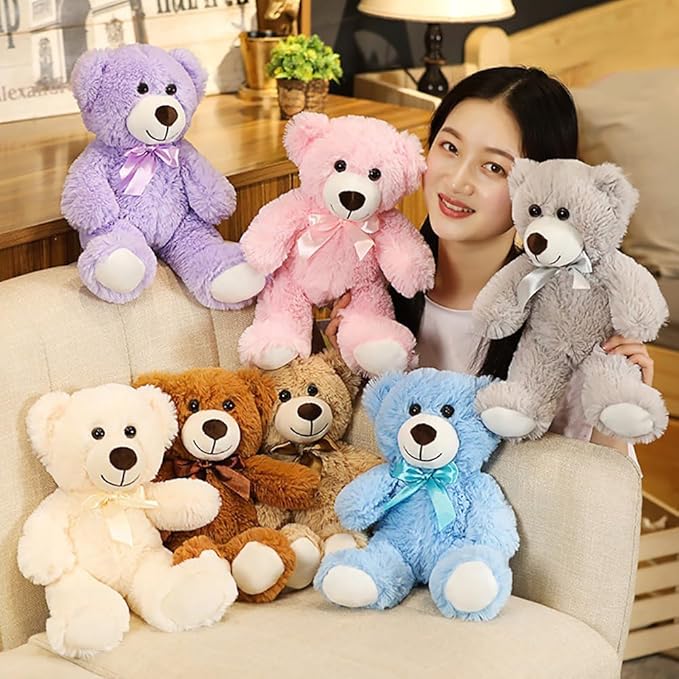 Teddy Bear Stuffed Animal, 12inch Teddy Bear Plush Toy, Birthday Valentine's Day Xmas Gifts for Kids Boys Girls Friends (B-Blue)
