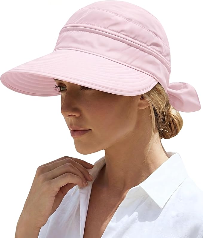 2-in-1 Women’s Sun Visor Sun Hat Zipper Off Ponytail Friendly, Lightweight Quick Dry, Summer UV Protection