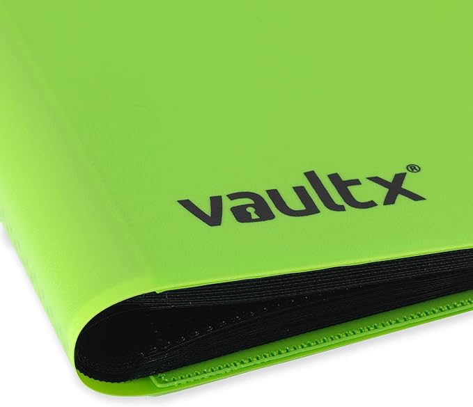 Vault X 4 Pocket Standard Strap Binder, Holds 160 Trading Cards in 20 Side-Loading Pages (Green)
