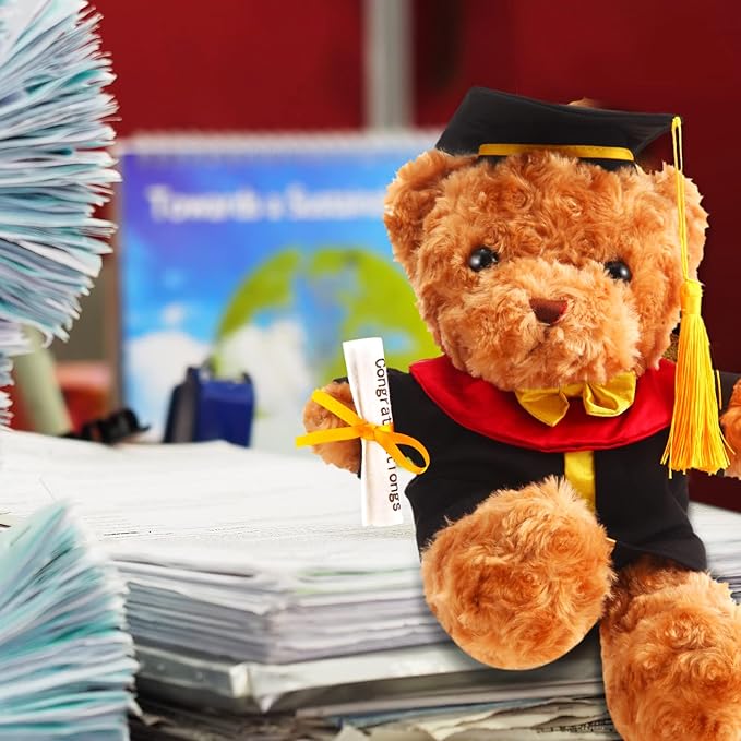 Set of 2 Graduation Teddy Bear Clothes Cap & Gow Outfit Fits Make Your Own Most 14" - 18" Bear Plush Stuffed Animal Outfit Pet Dog Doll Cap and Gown Build a Bear Clothe(Graduation D, Fit 14"-18")