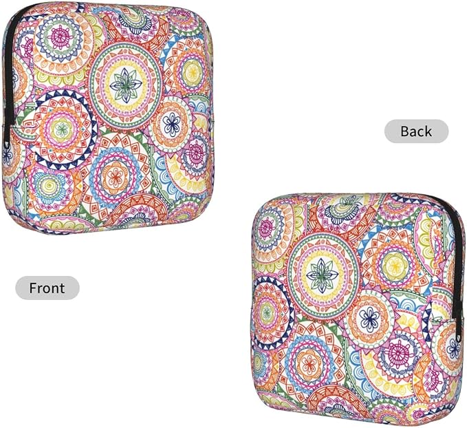 Mandala Flower Boho Mandalas Floral Period Bag For Women,Portable Sanitary Napkin Period Pad Pouch For Purse, Small Make Up Bags