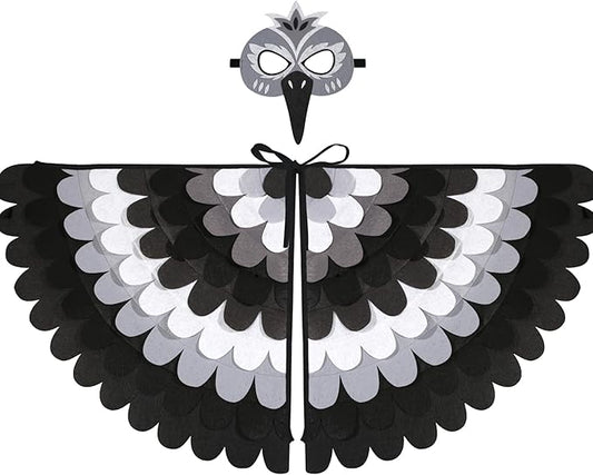 D.Q.Z Bird-Wings-Costume for Kids Dress Up, Felt Feathered Owl Parrot Chicken Animal Role Play Costume, Gift for Girl Boys
