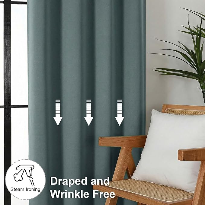 Simplebrand Ava Dark Green Blackout Curtains for Bedroom 96 Inches Long 2 Panels, Solid Thermal Insulated, Energy Saving Nursery Window Treatment Curtains Blackout Drapes, W40 x L96 Inch, Dark Green