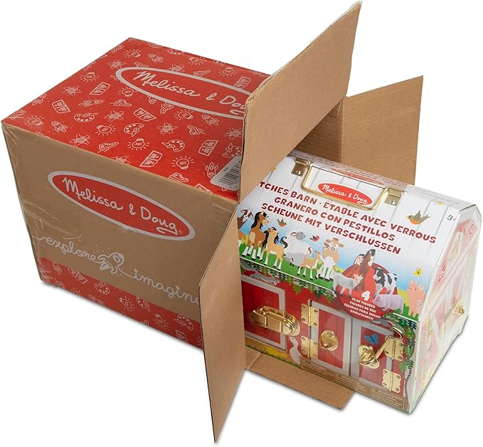 Melissa & Doug Latches Barn Toy Sensory Activity, Doors and Locks Toy, Farm Animals, for Kids Ages 3+