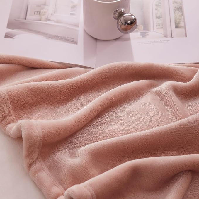 Hansleep Full Dusty Pink Fleece Blanket, Soft Flannel Bed Blanket | Fuzzy Cozy Blanket 84x90 Inches, Multi-use for Bed, Sofa, Couch, Travel, Camping, All Season Warm Lightweight Cover