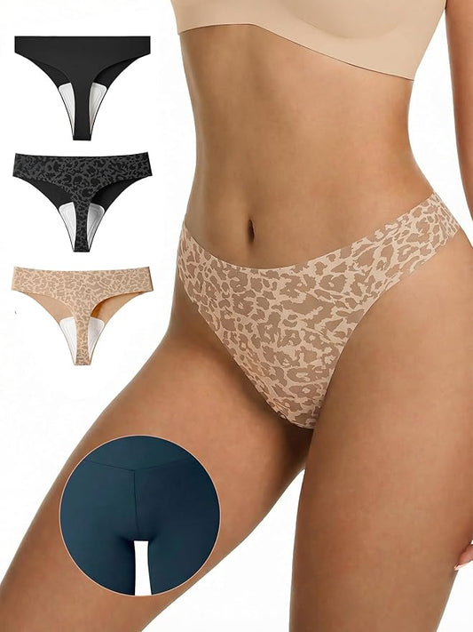 LUCKMEEY Cotton Thongs for Women Seamless Thongs for Women No Show Thong Panty Liners Workout G-String Thongs Underwear