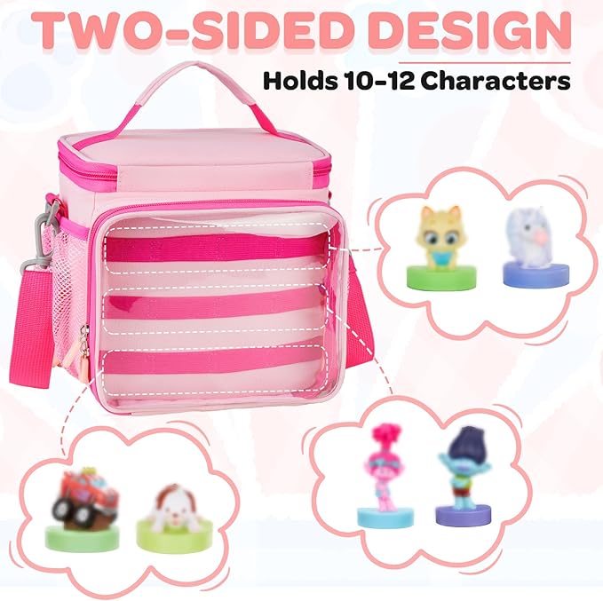 Carrying Case Compatible with Toniebox Starter Set Bundle, Cute Storage Travel Bag Compatible with Little Tikes Story Dream Machine Books Starter Set, Green & Pink(Bag Only)