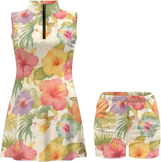 Golf Dress Tennis Dresses for Women with Built in Shorts and Pockets Sleeveless Athletic Dress Workout Dress