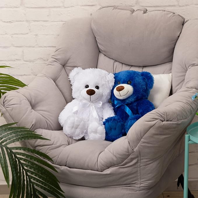 Super Color Teddy Bear Stuffed Animals Plush Toy for Children Girlfriend Family Congratulations Baby Shower Birthday White 14 inch