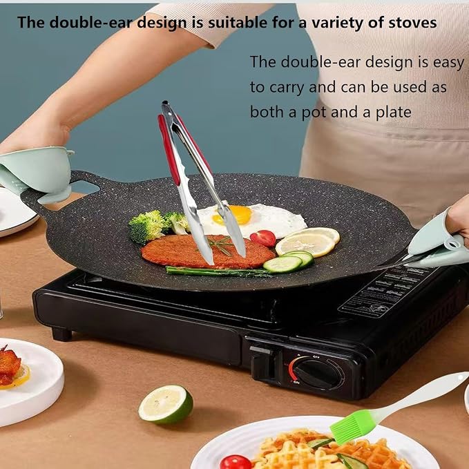 Non Stick Round Baking Pan, Korean Grill Pan For Indoor Cooking, Multifunctional Frying And Baking Pan For Home Kitchen Camping, Korean Round BBQ For Meats, Pancakes, Ribs (36cm/14.17in)