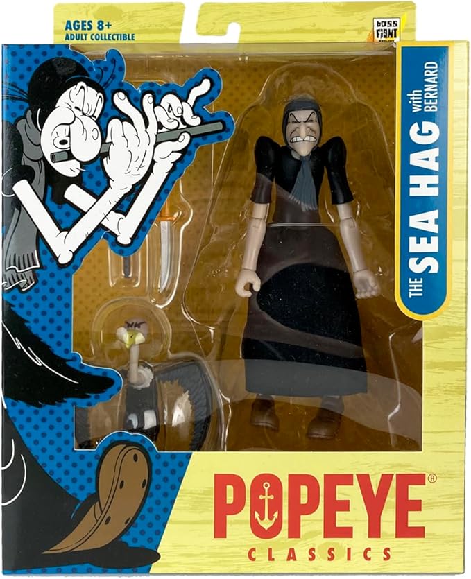 Boss Fight Studio Popeye Classics Set of 4 Villain Action Figures - Popeye, Bluto, Sea Hag, & The Goon - Highly Articulated Collectible Figurines with Accessories, Alternate Heads and Hands - 1:12