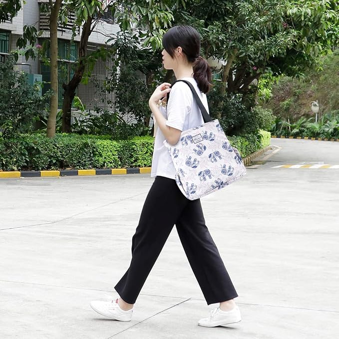 KAMO Floral Tote Bag - Waterproof Lightweight Handbags Travel Shoulder Bag for Hiking Yoga Gym Swimming Travel Beach