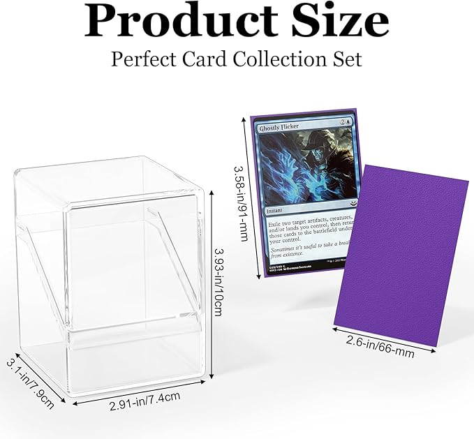 YSCare 2 Pack Card Deck Boxes, Deck Case and 200Pcs Card Sleeves with Dividers, Standard Clear Commander Cards Storage Box Perfect Fit for MTG, Sport, Trading Cards (Purple)