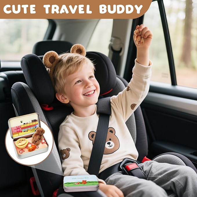 Little Pocket Bear, Back to School Gift for Kids, Travel Buddy, Cute Bear Birthday Gift, Gifts for 4 5 6 7 8 Years Old Boys Girls