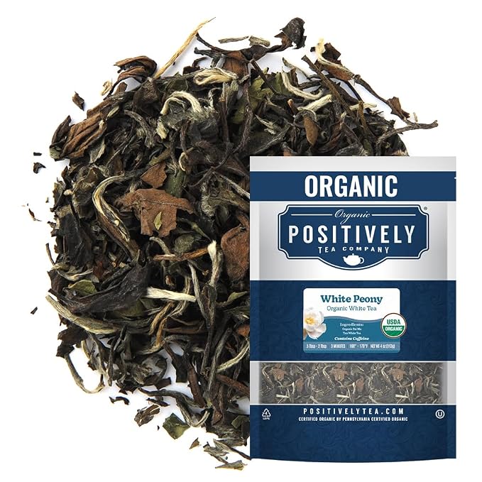 Organic Positively Tea Company, White Peony White Tea, Loose Leaf, 4 Ounce