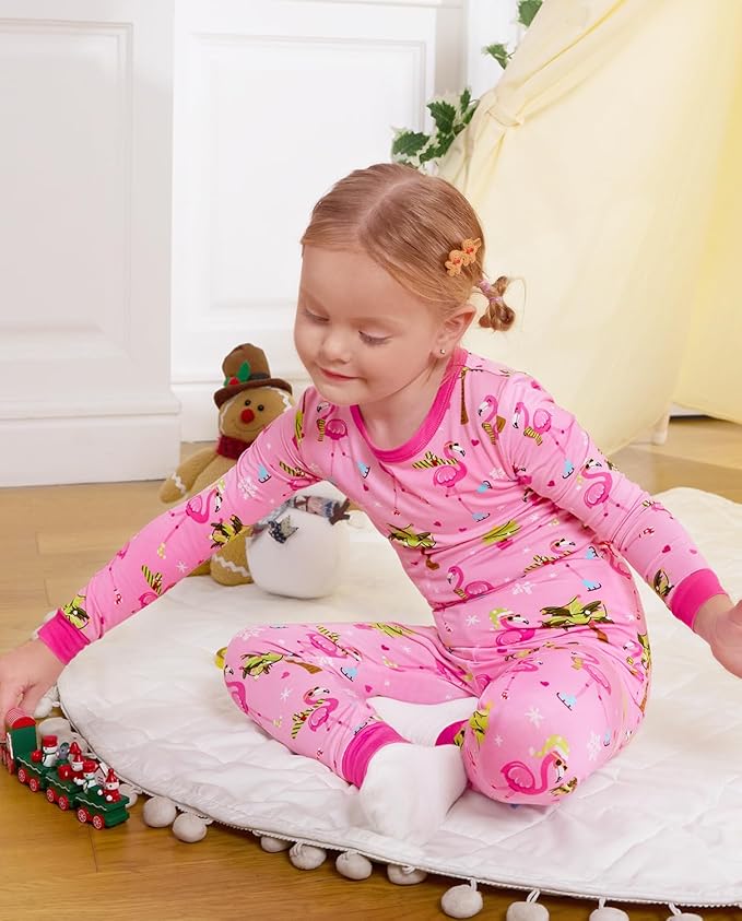 Bamboo Viscose Toddler Girls Kids Pajamas Unicorn Mermaid Pjs Long Sleeve Snug fit 12M-8Y 2pcs Soft Jammies