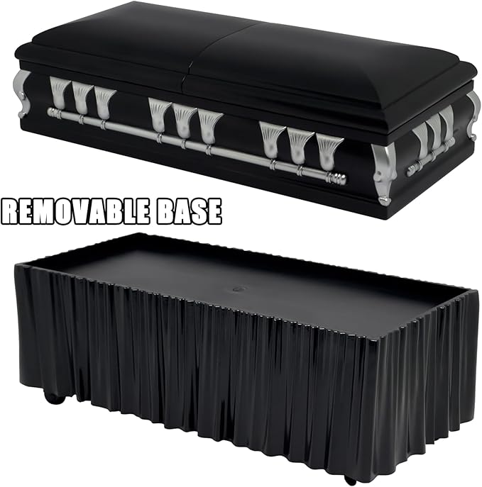 Deluxe Black Casket for Wrestling Action Figures with Removable Base