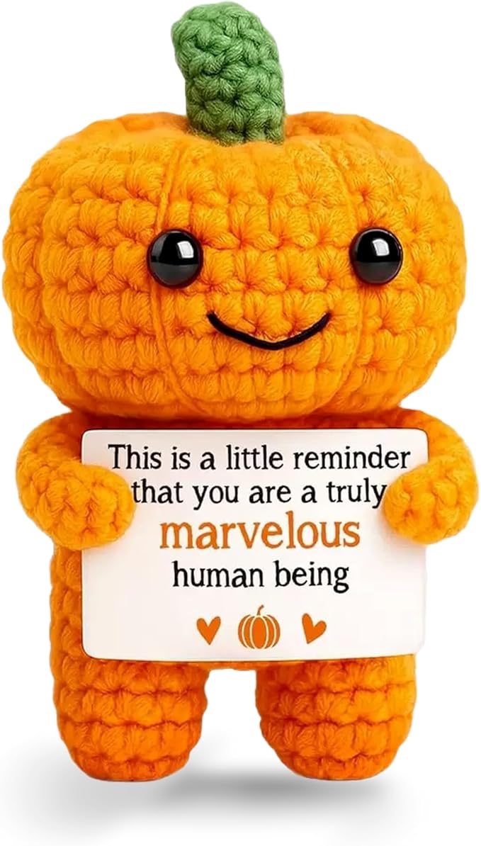 Mini Funny Handmade Positive Pumpkins Crochet Emotional Support Crochet Gift,Inspiring Gifts for Him Her,Men Women, Son Daughter,Birthday,Halloween