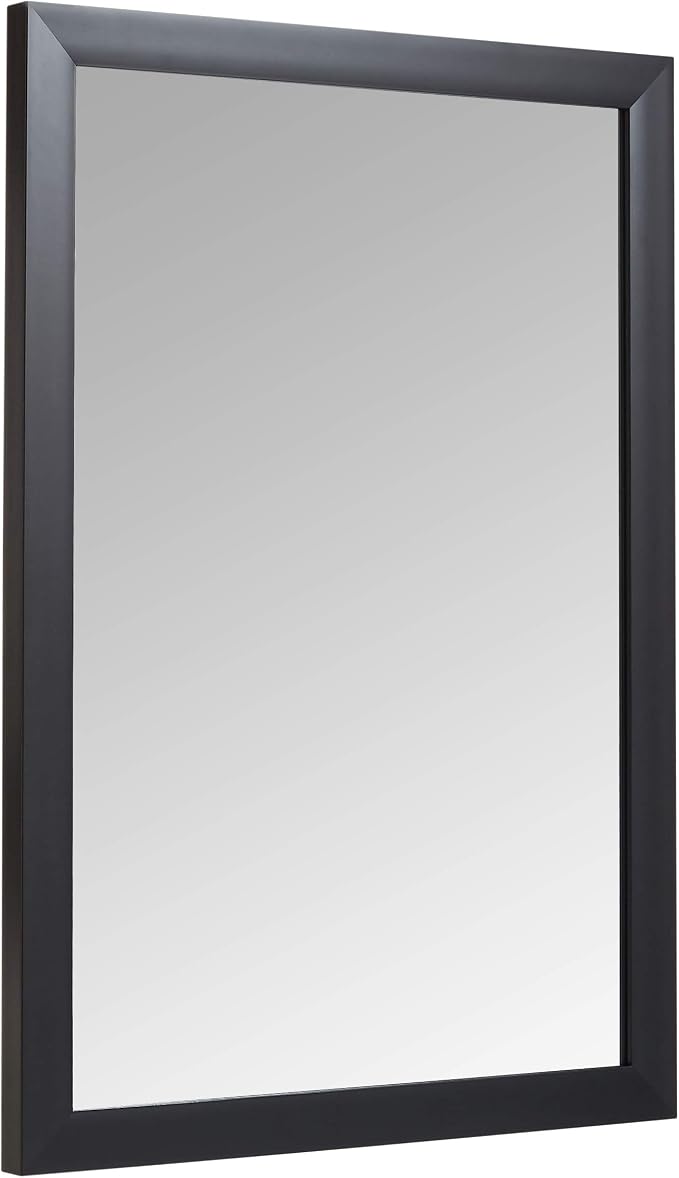 Amazon Basics Rectangular Wall Mount Mirror for Bedroom, Living Room, Entryway, Standard Trim, 20" x 28", Black
