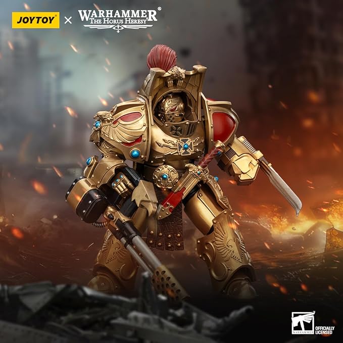 JOYTOY Warhammer The Horus Heresy Legio Custodes Aquilon Terminator Squad Aquilon with Infernus Firepike 1:18 Scale 5.4in Action Figure Mecha Joy Toy Collection Model