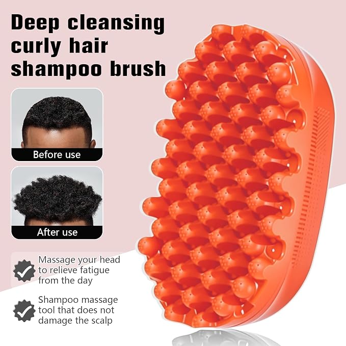Rubber Curling Hair Brush，Premium Twist Tool for Afro Hair，Ideal for Curly, Coiled, 4C Hair，Quick & Easy Styling，Orange