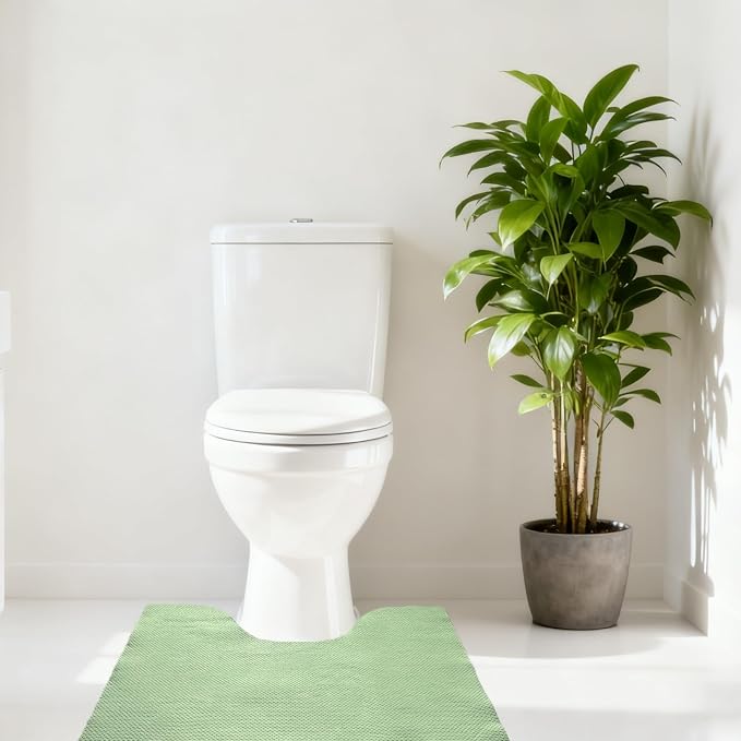 Green Disposable Toilet Mats for Clean and Hygienic Bathroom,Upgraded Disposable Toilet Mat for Children& Adults,Super Absorbent Toilet Floor mats, Non-Slip, U-Shape Potty Training-25 Pack,24" x 22"