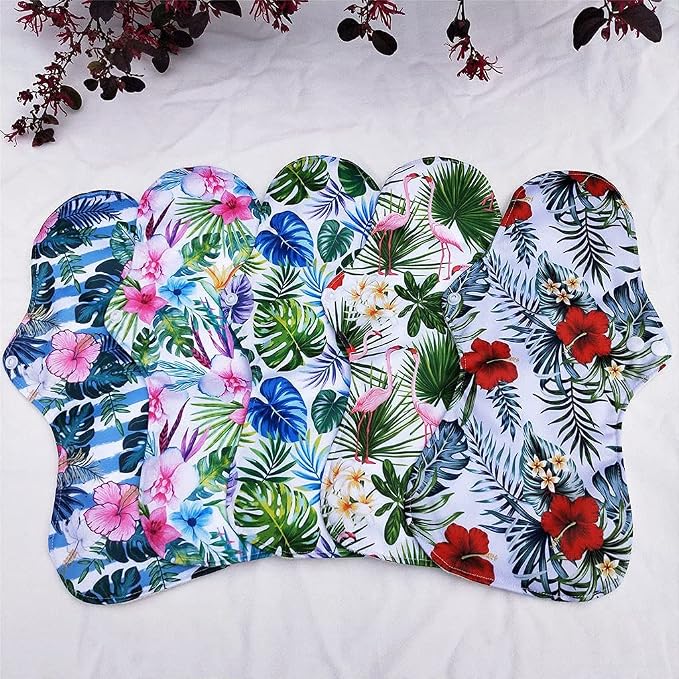 6pcs Resuable Incontinence Pads Resuable Waterproof Resuable Menstrual Pad Sets Including 5Pcs Heavy Flow Menstrual Pads Mama Cloth Sanitary Napkins + 1Pc Mini Wet Bag