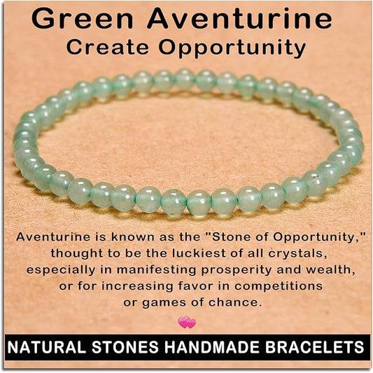 AD Beads Handmade Gemstone Stretch Elastic Bracelet Crystal Healing Reiki Nature's Beauty and Spiritual Essence Unisex