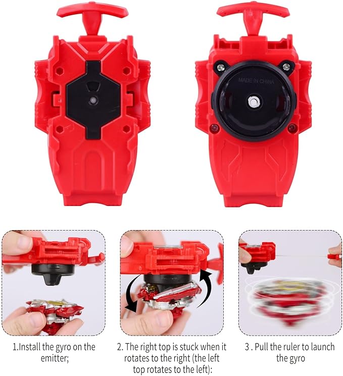 Battling Top Burst Gyro Toy Set 12 Spinning Tops 3 Launchers 1 Grip Toy Combat Battling Game with Portable Storage Box Gift for Kids Children Boy and Girl Ages 6+…