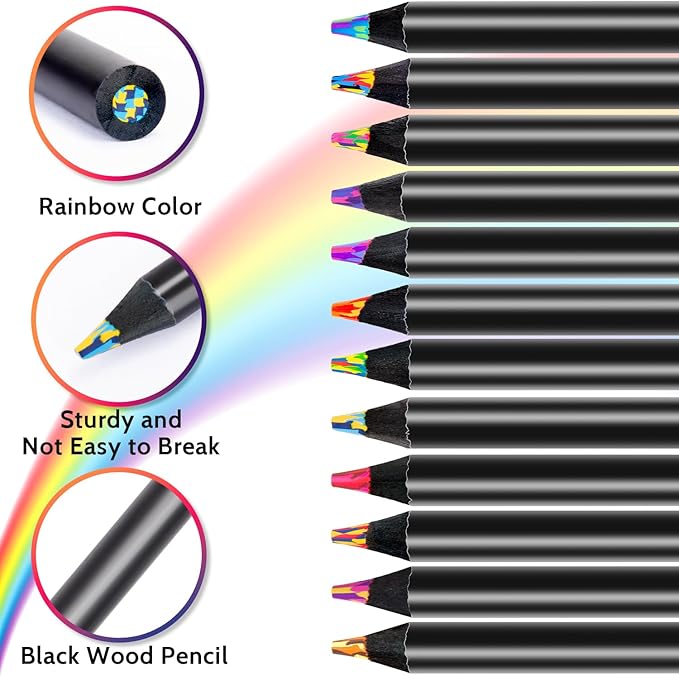 Stocking Stuffers, Stocking Stuffers for Teen Girls, 12 Rainbow Colored Pencils, Teen Girl Gifts, Art Supplies for Kids 9-12, Arts and Crafts for Kids 8-12, Gifts for 4-12 Year Old Girls