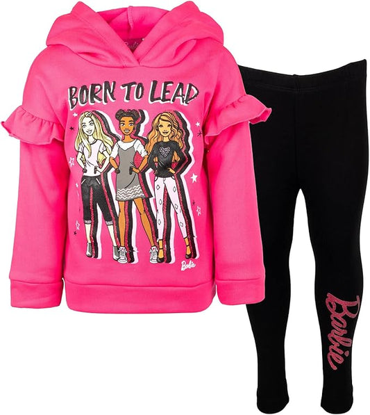 Barbie Girls Fleece Hoodie and Leggings Outfit Set Toddler to Big Kid Sizes (2T - 18-20)