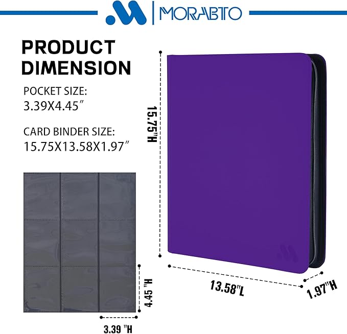 Top Loader Binder, Holds 324 Top Loaders,9 Pocket Top Loader Binders for 3" x 4" Rigid Cards,Top Loader Card Binder for Hard Plastic Top Loaders -Dark Purple