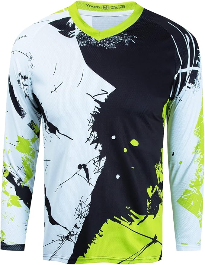 Boy Girl Cycling Jersey Kids Mountain Bike Motocross Long Sleeve Shirt Biking Tops 4-14 Years