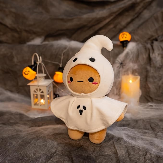 Plushland 10 Inch Halloween Plush Toys Bat, Skeleton,Ghost Spooky Stuffed Animal Stuffies Soft Trick or Treat Party Decor Stuffy for Kids Adults (Ghostie Boo)