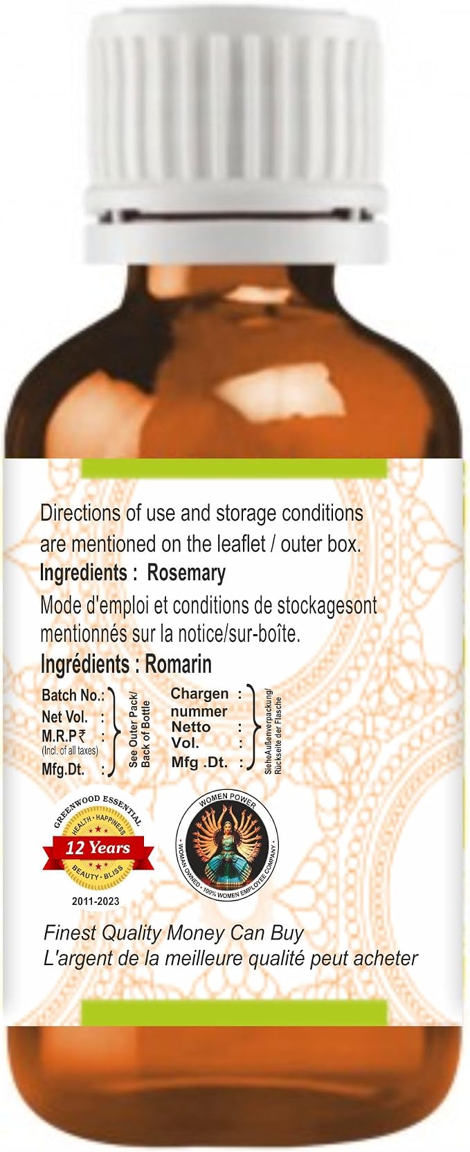 Greenwood Essential Rosemary Essential Oil (Rosmarinus officinalis) for Healthy Hair Pure | Non-Sticky | Non-Greasy | Lightweight | Men & Women | All Hair Types | 100ml (3.38 oz)