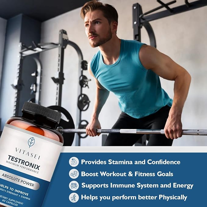 VITASEI Testronix Booster for Men (60 Capsules) + Prostabionic Prostate Dietary Supplements for Men (60 Capsules)