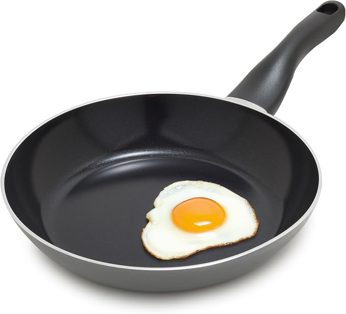 Deco 9.5” Nonstick Frying Pan Skillet, Made in Italy, Diamond Ceramic PFAS-Free, Dishwasher & Metal Utensil Safe, Durable Gloss Enamel Finish, Stay-Cool Handle, High Walls-Extra Room, Gray
